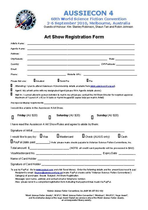 Art Show Registration Form